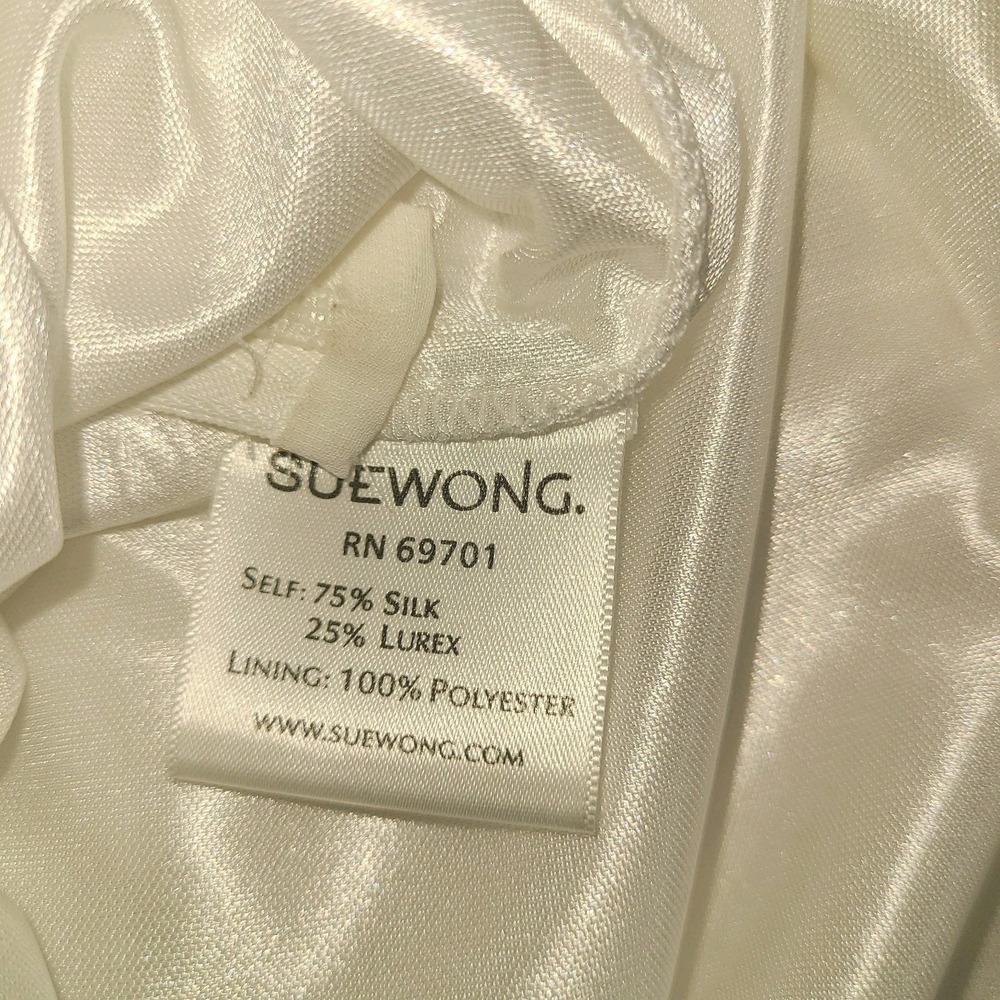 Sue Wong Nocturne Silk Gold Foil Embellished Cocktail Dress Sz 12 Beaded Prom - Picture 10 of 11